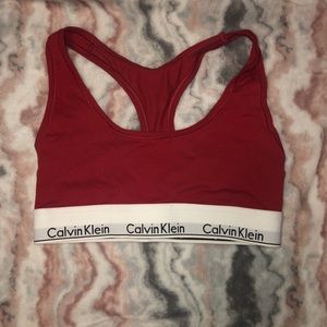 Red Calvin Klein sports bra